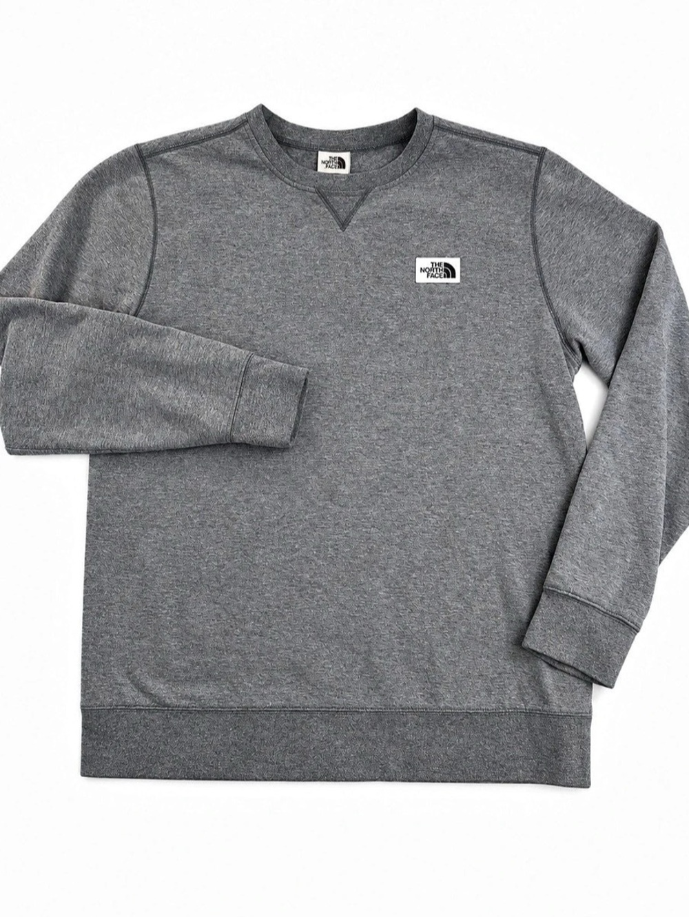 The North Face Men’s Large Gray Crewneck Sweatshirt Logo Patch Fleece Pullover